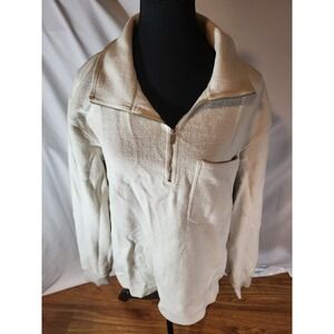 Arket Size Large Ivory 1/4 Zip Wool Blend Ivory Sweater